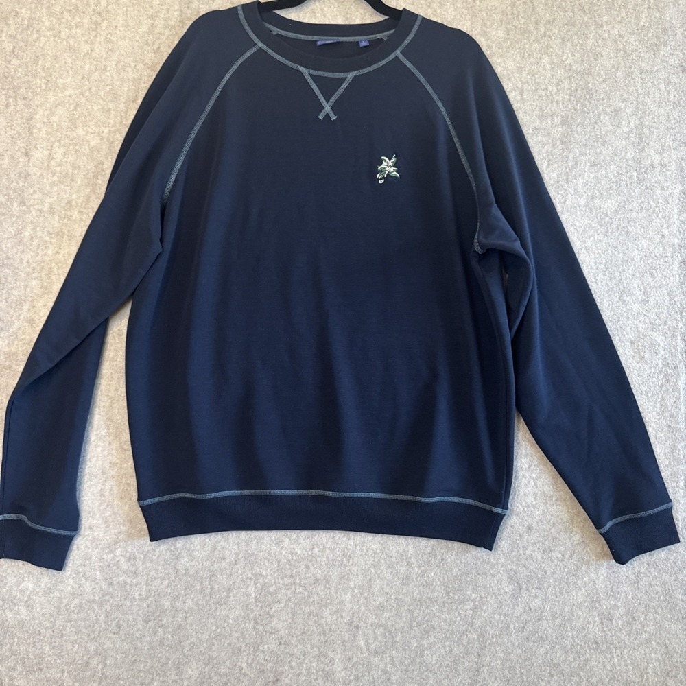 FootJoy French Terry Crewneck Sweatshirt Mens L Navy Soft Blend Golf Emblem